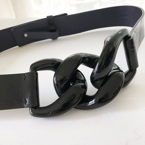 Serge Gavazzeni Patent Leather Lucite Chain Belt / M - Picture 5 of 7